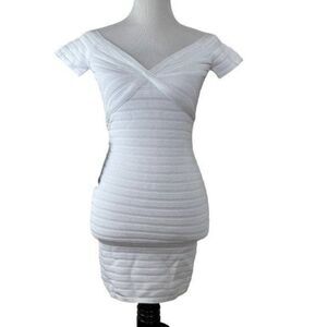 BEBE NWT White Off Shoulder Ottoman Dress Size Small